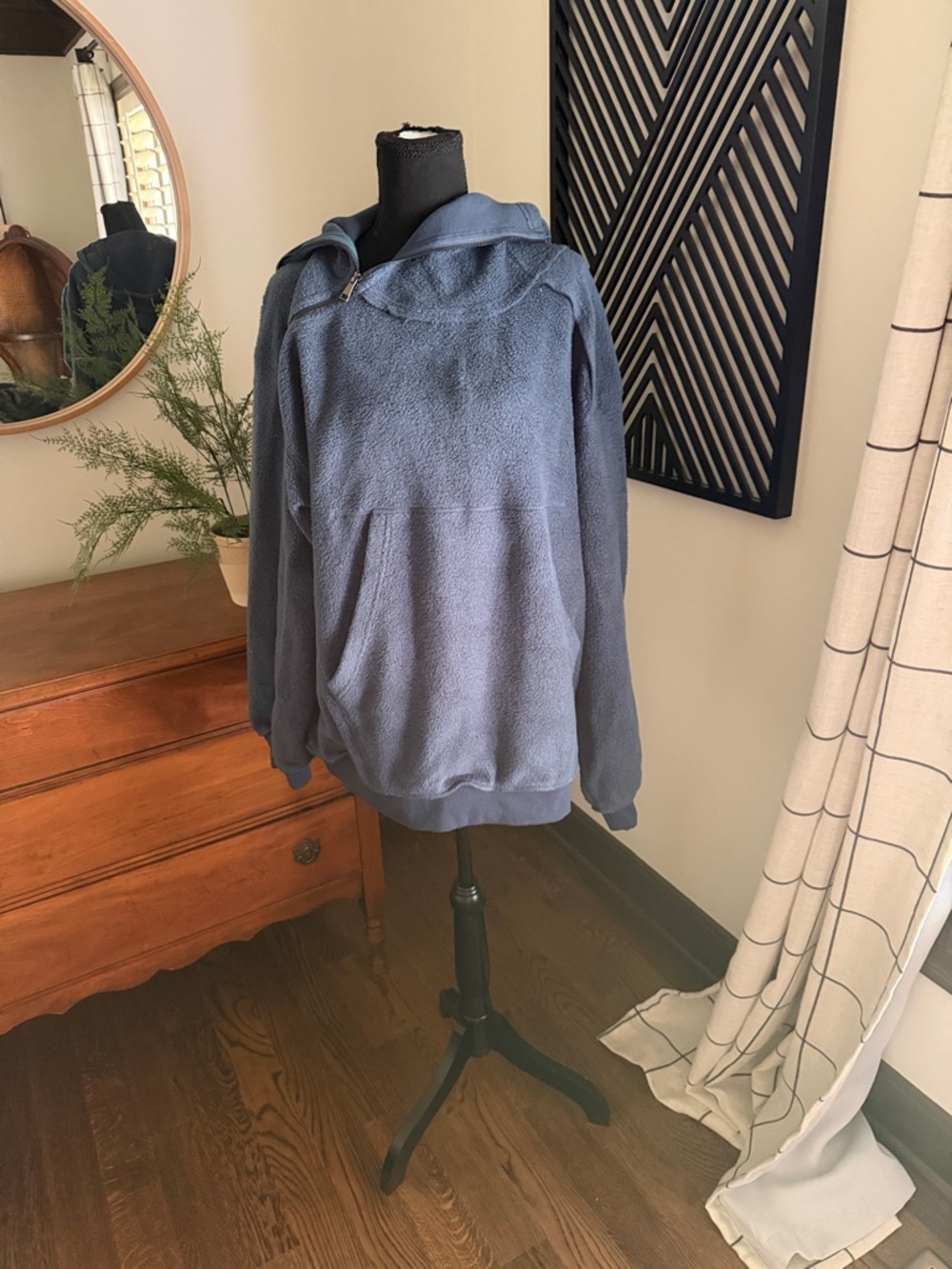 Oli & Hali teddy fleece Zip-Up Fleece Hoodie in Slate Blue medium